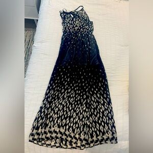 Navy blue & white maxi dress